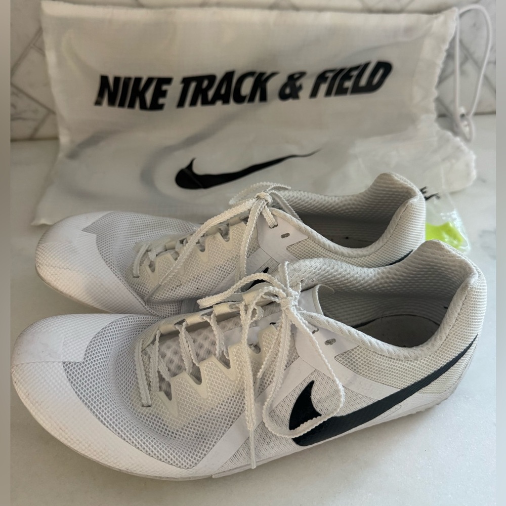 Nike White & Black Track Spikes Mens 10.5